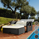 Tectake canapé de jardin crete 2 places avec housse de protection - noir/gris