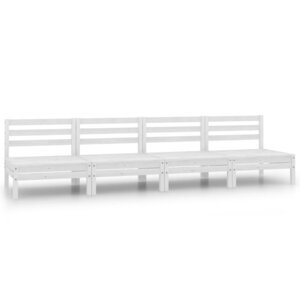 vidaXL Canapés centraux de jardin 4 Pièces Blanc Bois de pin massif