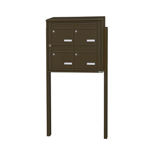 Bloc collectif leabox.com 2x2 grade 3 simple face Extérieur fixation sur pieds à sceller Brun Sepia RAL 8014 finition brillante