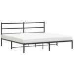 vidaXL Cadre de lit métal avec tête de lit noir 183x213 cm