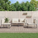 vidaXL Salon de jardin 4 Pièces avec coussins anthracite résine tressée