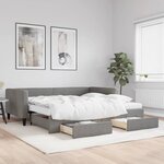 vidaXL Lit de jour avec gigogne et tiroirs gris foncé 100x200 cm tissu