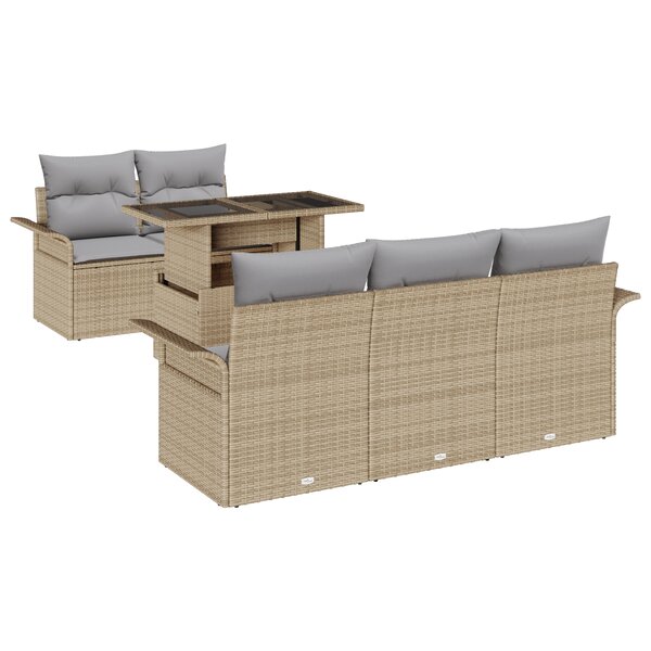vidaXL Ensemble de canapés de jardin 6 pièces avec coussins beige en résine tressée