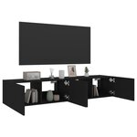 vidaXL Meubles TV muraux avec lumières LED 2 Pièces noir 80x35x31 cm