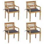 vidaXL Chaises Batavia avec coussins 4 Pièces Bois de teck solide