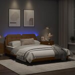 vidaXL Cadre de lit avec lumières LED cappuccino 140x190 cm similicuir