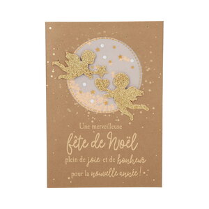 Carte de voeux - fêtes de fin d'année - joyeux noël et bonne année anges dorés