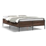 vidaXL Cadre de lit chêne marron 135x190 cm bois d'ingénierie et métal
