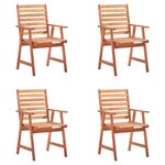 vidaXL Chaises à manger d'extérieur lot de 4 et coussins Acacia massif