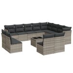 vidaXL Salon de jardin avec coussins 13 Pièces gris clair résine tressée