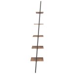 vidaXL Étagère inclinée à 5 niveaux Marron foncé et noir 64x34x185 5cm