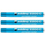 Marqueur Permanent 2200C Corps Alu Pointe Biseau Bleu clair 1-5 mm x 3 EDDING