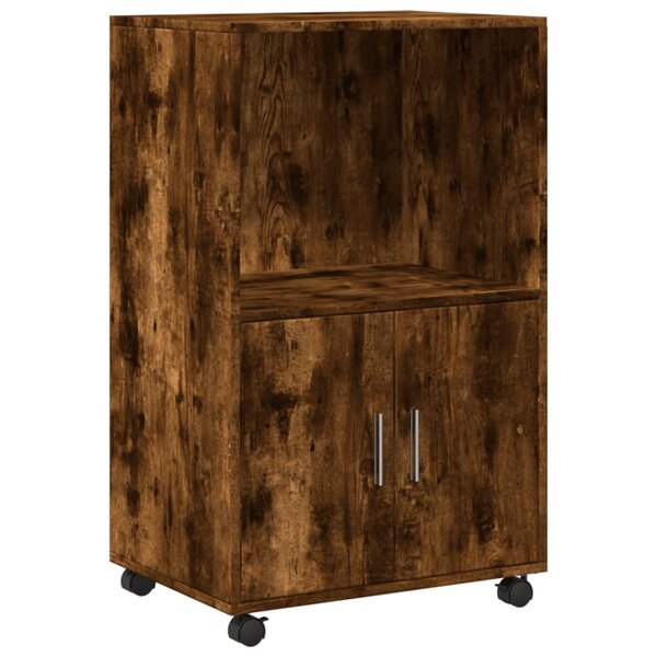 vidaXL Armoire à roulettes chêne fumé 55x40x91 cm bois d'ingénierie