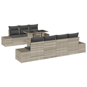 vidaXL Ensemble de Canapés avec coussin 8 Pièces Gris clair polyrotin