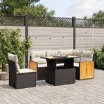 vidaXL Salon de jardin 6 Pièces avec coussins noir résine tressée