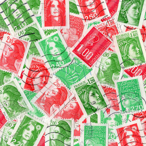 25 timbres de France issus de roulette tous différents.