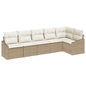 vidaXL Ensemble de canapé de jardin 6 Pièces Beige et blanc polyrotin