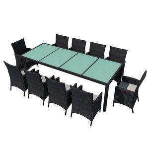 vidaXL Ensemble à manger d'extérieur 11 Pièces coussins résine tressée