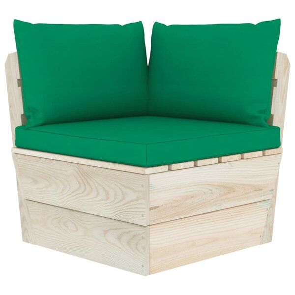 vidaXL Canapé d'angle palette de jardin avec coussins Épicéa imprégné
