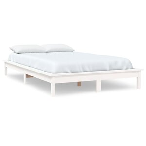 vidaXL Cadre de lit Blanc 150x200 cm Bois de pin massif Très grand