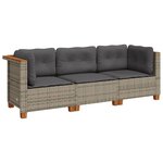 vidaXL Canapé de jardin avec coussins 3 places gris résine tressée