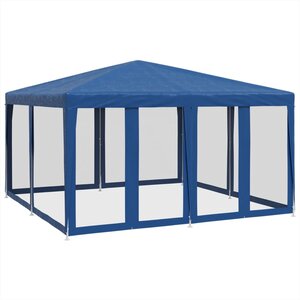 vidaXL Tente de fête avec 8 parois latérales en maille bleu 4x4m PEHD