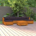 vidaXL Salon de jardin 7 Pièces avec coussins Bois d'acacia solide