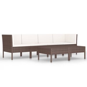 vidaXL Salon de jardin 6 Pièces avec coussins Résine tressée Marron