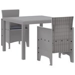 vidaXL Ensemble repas jardin 3 pièces avec coussins en poly rattan gris clair