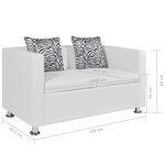 vidaXL Canapé à 2 places cuir artificiel blanc