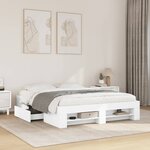 vidaXL Cadre de lit blanc 150x200 cm bois d'ingénierie