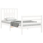 vidaXL Cadre de lit avec tête de lit blanc simple bois massif