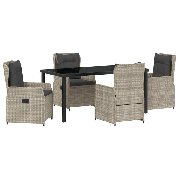 Ensemble de salle à manger de jardin vidaXL 5 pièces en rattan gris clair