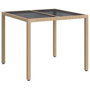 vidaXL Table de jardin pour repas Beige 90 x 90 x 75 cm Poly rotin