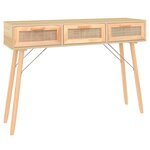 vidaXL Table console Marron 105x30x75cm Bois massif pin /rotin naturel