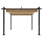 vidaXL Tonnelle de jardin avec toit rétractable 3x3 m Taupe