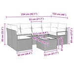 Ensemble de Canapé de Jardin 7 Pièces avec Coussins Marron Poly Rattan