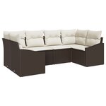 vidaXL Ensemble de canapés de jardin 6 pièces avec coussins Marron Poly Rattan