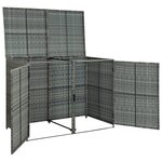 vidaXL Abri de poubelle double Résine tressée Anthracite 148x77x111cm