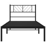 vidaXL Cadre de lit métal avec tête de lit noir 100x200 cm