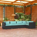 vidaXL Salon de jardin 5 Pièces avec coussins Résine tressée Noir