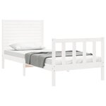vidaXL Cadre de lit avec tête de lit blanc petit simple bois massif
