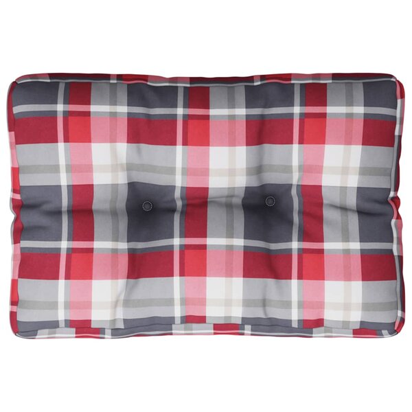 vidaXL Coussin de palette motif à carreaux rouge 60x40x12 cm tissu