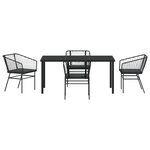 vidaXL Ensemble de salle à manger de jardin 5 pièces avec coussins en poly rotin noir