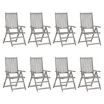 vidaXL Chaises inclinables de jardin et coussins lot de 8 bois acacia