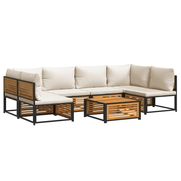 vidaXL Salon de jardin avec coussins 7 Pièces bois massif d'acacia