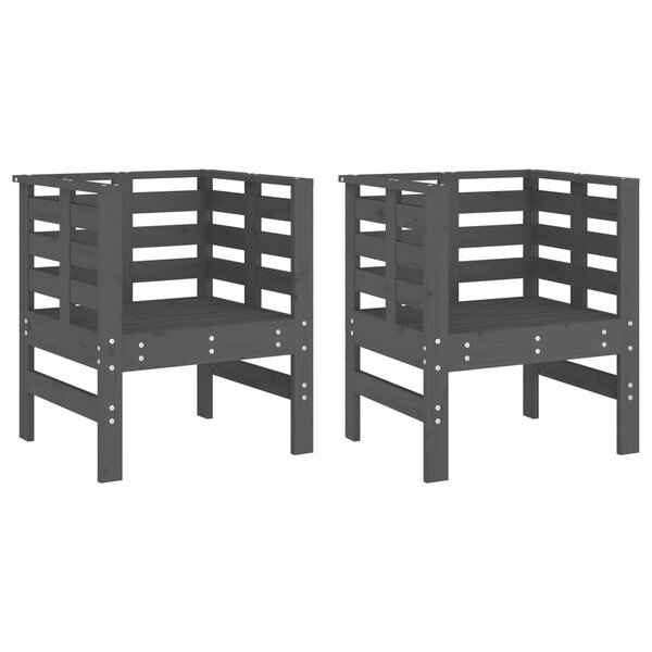 vidaXL Chaises de jardin lot de 2 gris 61 5x53x71cm bois de pin massif