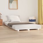 vidaXL Cadre de lit Blanc 75x190 cm Bois de pin massif