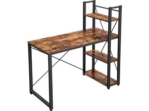 Bureau informatique "saly" - 120 x 60 x 120 cm - brun rustique/noir