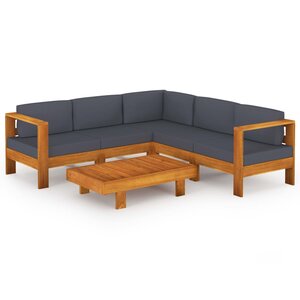 vidaXL Salon de jardin 6 Pièces avec coussins gris foncé Bois d'acacia
